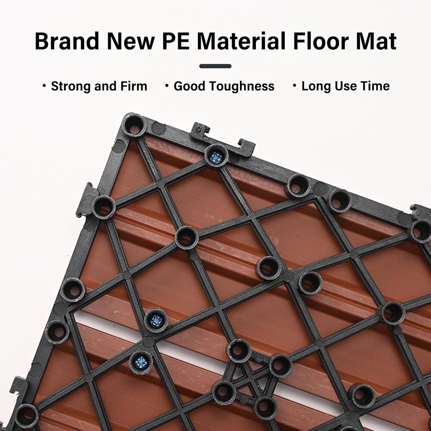 Piastrelle ad incastro per esterni, pavimento in legno di plastica per patio e giardino, design durevole e resistente alle intemperie