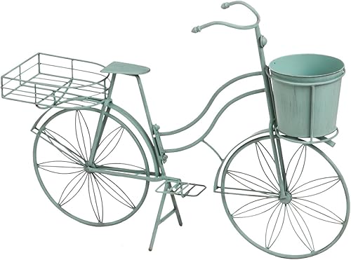 Cape Craftsmen Shabby-Chic - Macetero vintage verde azulado para bicicleta, decoración segura para el hogar o patio chic