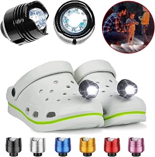Headlights for Croc 2pcs, Flashlights Attachment for Croc, Light Up Charms Accessories for Kids Adults Men Women, Clip on Clog Headlights for Crock Shoe, IPX5 Waterproof for Walking Camping Hiking Fishing Cycling