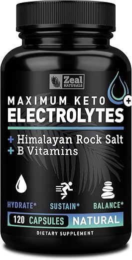 Keto Electrolyte Supplement (120 Capsules) Maximum Keto Electrolytes Supplements Pills w Real Salt®, B Vitamins, Magnesium and Potassium Supplement - Salt Pills & Electrolyte Tablets