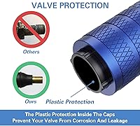 Vista 3 de CKAuto Tapones de vástago de válvula de neumático, azul, 4 piezas/paquete, juego de tapas de válvula de neumático de aluminio anodizado, resistente