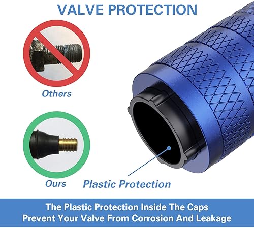 Miniatura 3 de Tapas de válvula de neumático, 4 unidadesspaquete, de aluminio anodizado tapa de válvula de neumático, resistente a la corrosión, cubiertas