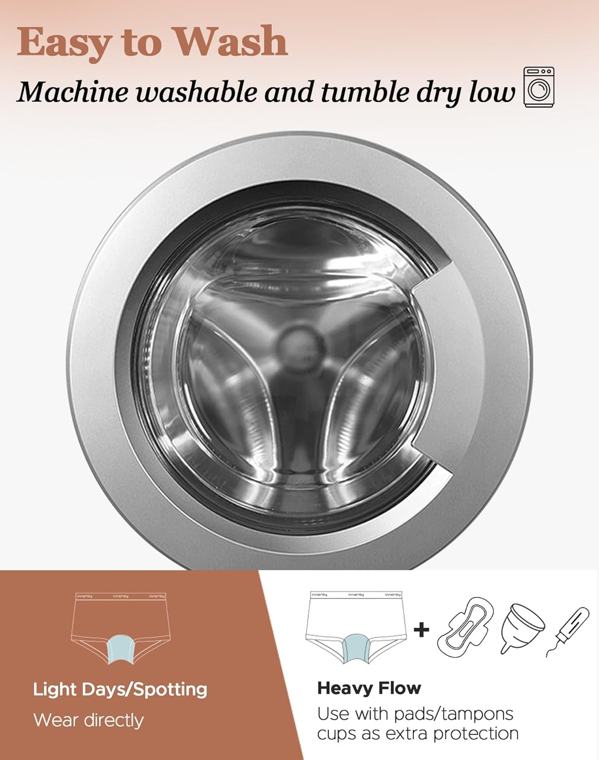 INNERSY Women's Period Boxers Underwear Leak Proof Menstrual Boy Shorts Panties 3-Pack - Image 6