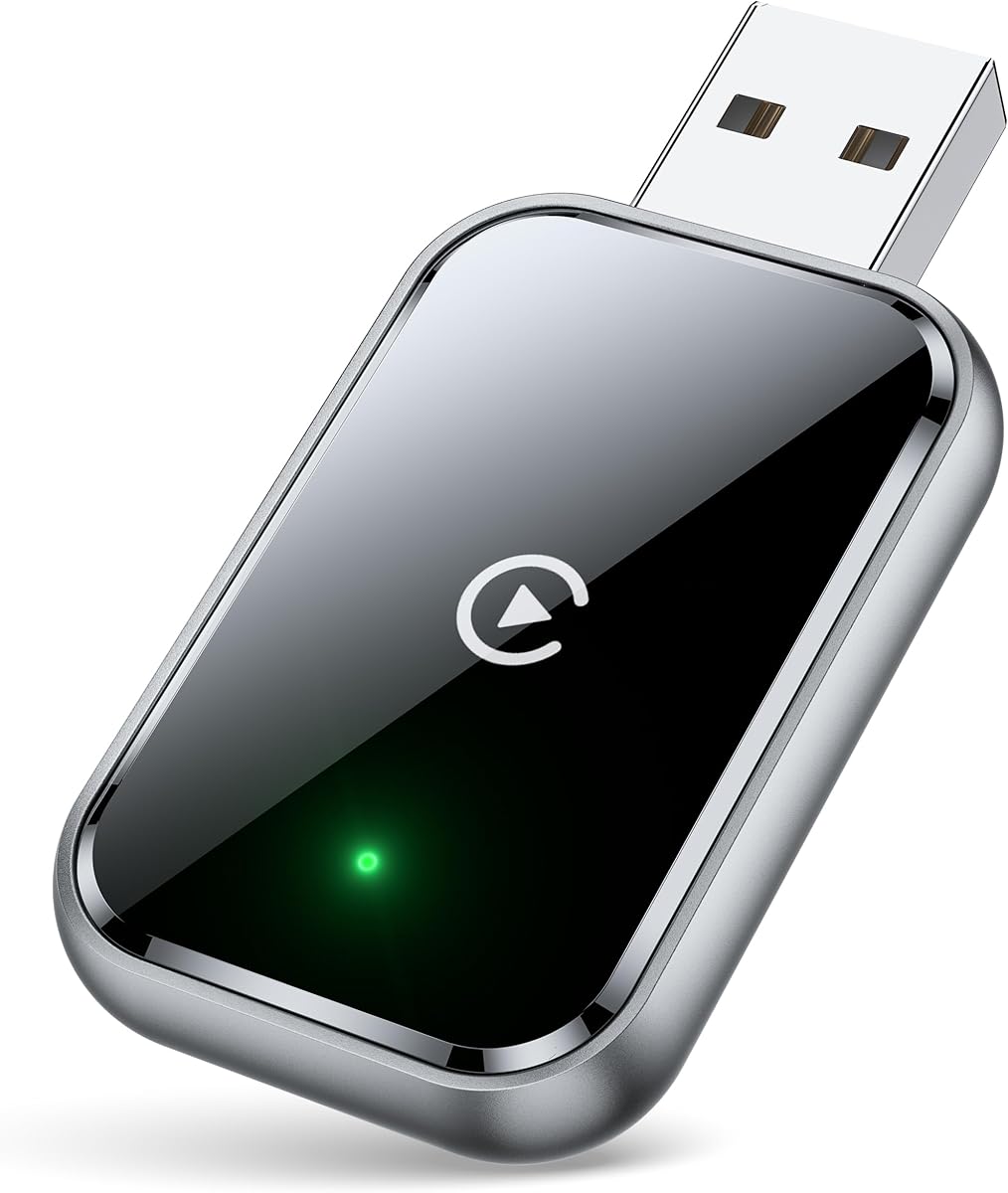 Wireless CarPlay Adapter for iPhone, Convert Wired to Wireless CarPlay Adapter, Mini Size with Extension Cable USB & USB-C/Type-C, Stable Car Control & No Delay, Black