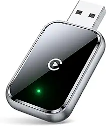 Adaptador CarPlay sem fio para iPhone, adaptador Apple CarPlay com fio para sem fio, tamanho mini com cabo de extensão USB e USB-C/Tipo-C, controle estável e sem atraso, preto