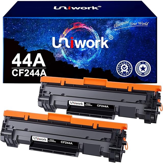 Uniwork Toner Cartridge Replacement for HP CF244A 44A Compatible with Laserjet Pro M15w M15a MFP M28w M28a (Black, 2-Pack)