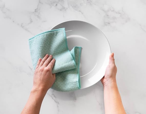 Martha Stewart Microfiber Scrub Kitchen Cloths, Polka Dot, 12 Count