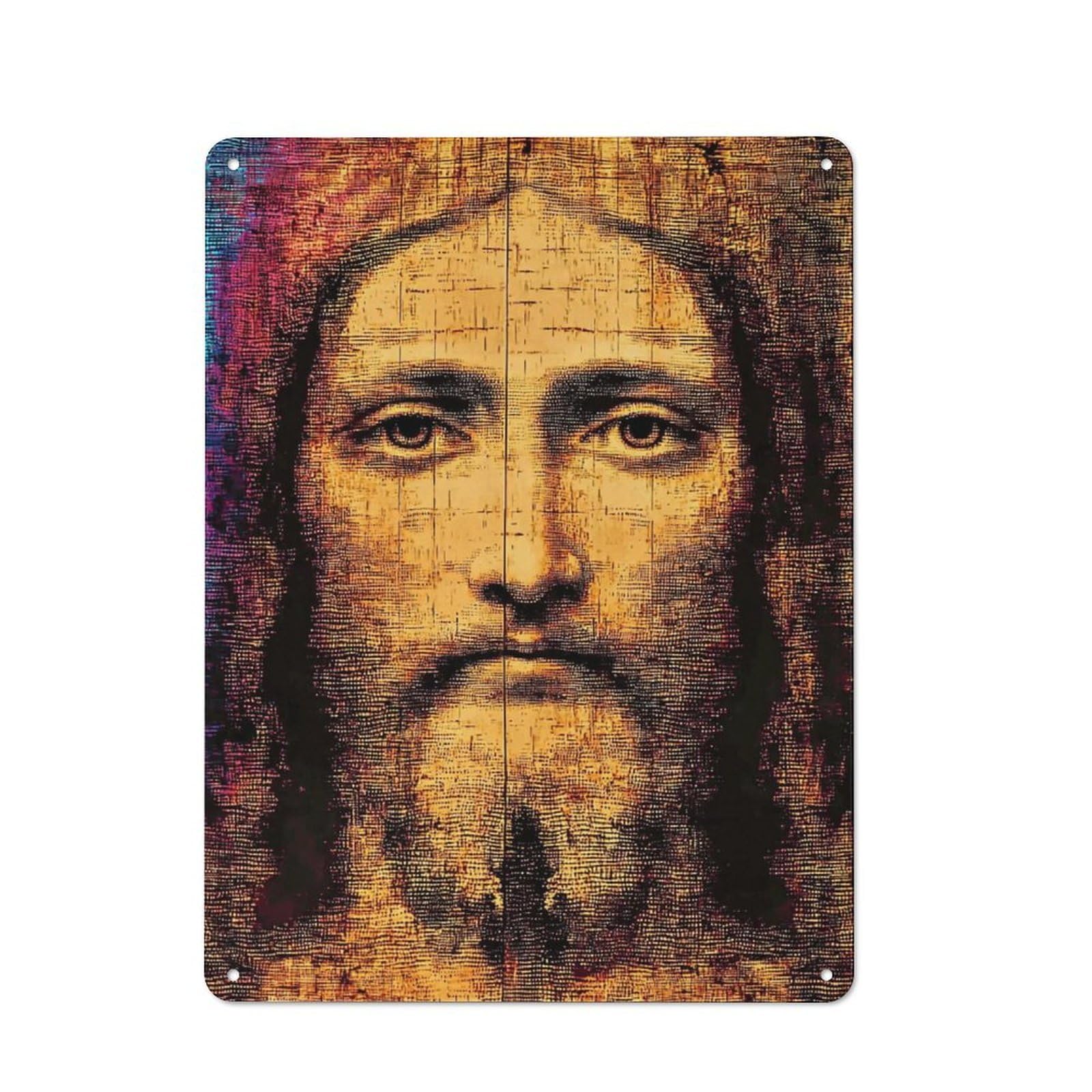 Junmoney Divine Portrait A Mystical Face Clean Industrial Industrial Metal Sign 40X30cm, Studio Wall Art For Loft, Studio, Office Or Creative Room
