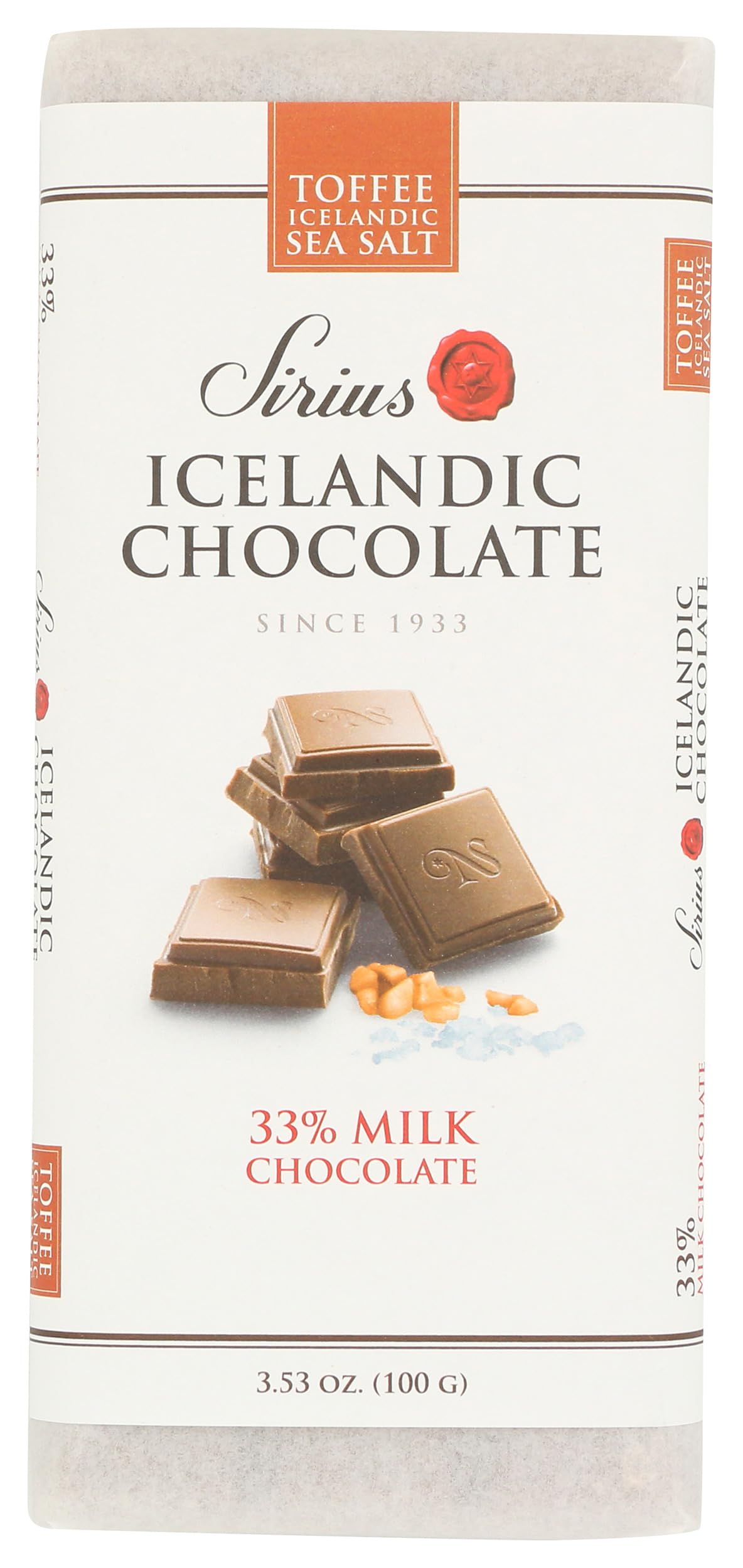Noi Sirius Bar Chocolate Milk 33% Toffee Sea Salt 3.53 Ounce