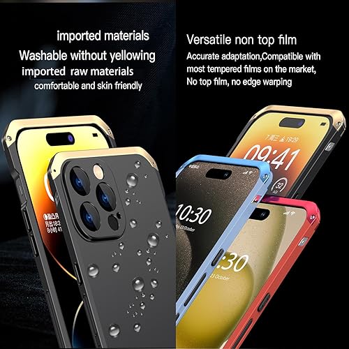 Miniatura 7 de Funda anti caída de aleación de aluminio para iPhone 15 Pro Max, cubierta trasera a prueba de golpes, cuerpo ultrafino, a prueba de explosiones y