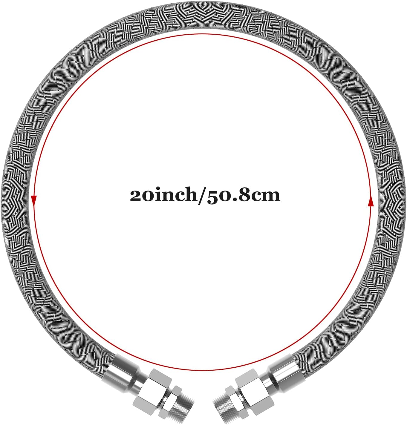 2Pcs 20" Compressor Jumper Hose 3/4" NPT, Industrial Grade Air Compressor Hose of Flexible Stainless Steel Body With 3/4" NPT Male Fittings Both Ends Rotate Freely 750°F 450 PSI