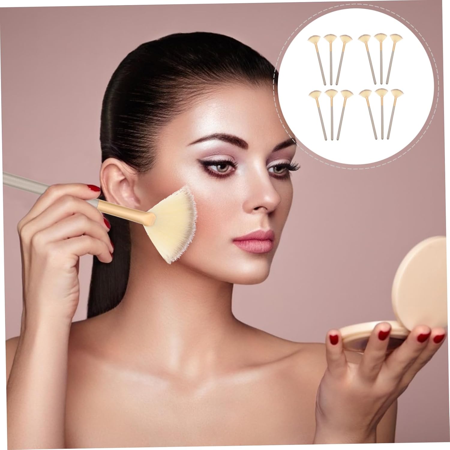 12pcs Fan-shaped Face Beauty Brushes for Mask Application Cosmetic Tools for Makeup for Home and Salon Use
