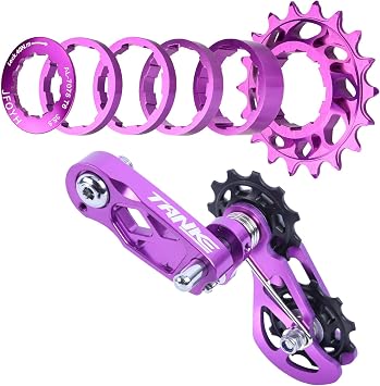 JFOYH Purple 18T Single Speed Conversion Kit and Chain Tensioner