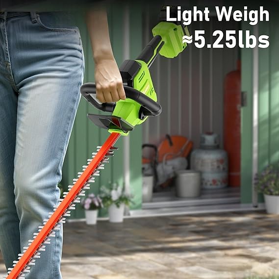 SUNCHERS 20V Max Hedge Trimmer Cordless, 22 Inch Tree Trimmer with 2 Batteries and Charger, Handheld Electric Trimmers, Grass Shrub Pruning Cutter, Lightweight & Compact Hedge Shear for Garden, Lawn