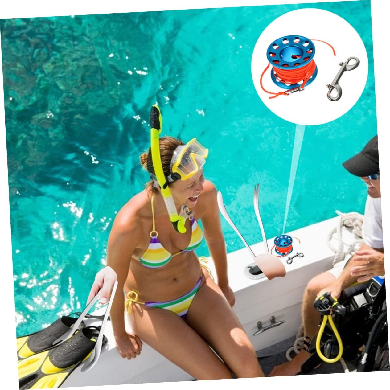 VICASKY 1Set Diving Rope Reel Portable Underwater Guide Line Spool for Scuba Diving Blue Essential Diving Equipment for Technical and Cave Diving