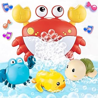 Baby Bath Toys for Toddlers, Crab Bath Bubble Maker with 12 Songs, 3 Pack Wind-up Pool Toys for Kid, Bathtub Toys As Birthday Gift for Boys Girls