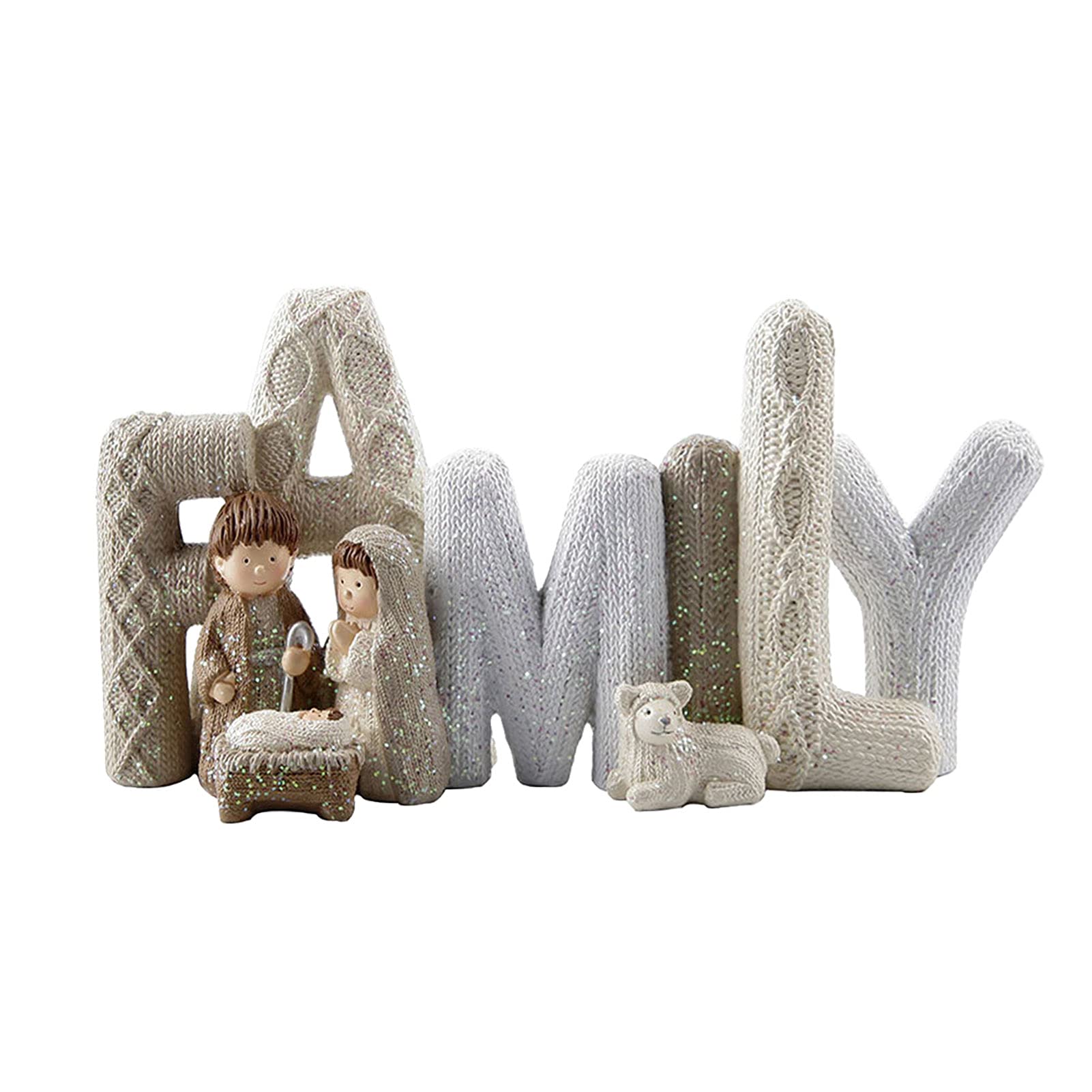 KiaoTime Decorative Nativity Set Nativity Scene Figurines Christmas Indoor Outdoor Decor Holy Family Love Figurine and Statue, Seasonal Home Décor Accent for Christmas