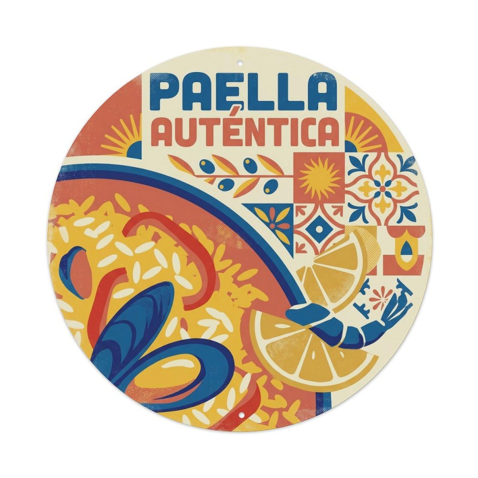 Paella Delicia Vintage Travel Mediterranean Food Metal Tin Sign