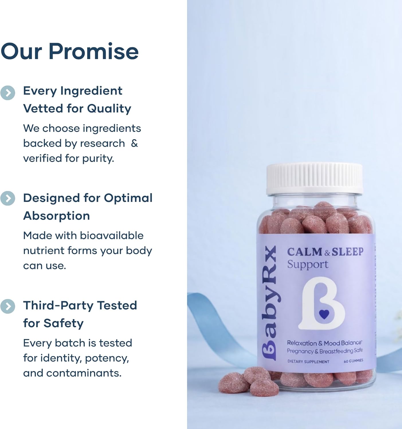 BabyRx Calm & Sleep Support - Magnesium Glycinate Gummies, Women's Supplement to Support Natural Relaxation, Calm, Sleep, Mood Balance and Energy