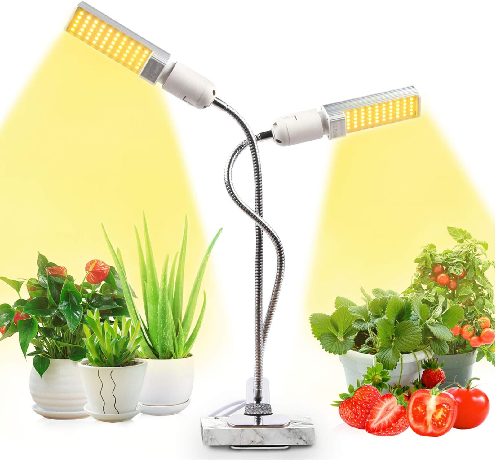 100W LED Grow Light for Indoor Plants, JEVDES 160PCS LED Sunlike Full Spectrum Plant Lights, Dual Head Plants Growing Lamp, Adjustable Gooseneck, for Seedling Growing Blooming Fruiting