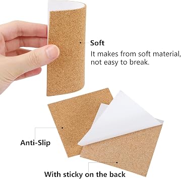 MIDELONG Self-Adhesive Cork Sheets 4x 4 for DIY Coasters, Board Squares Backing Tiles Mat With Strong Adhesive-Backed, Mini Wall Board, Pack of 10