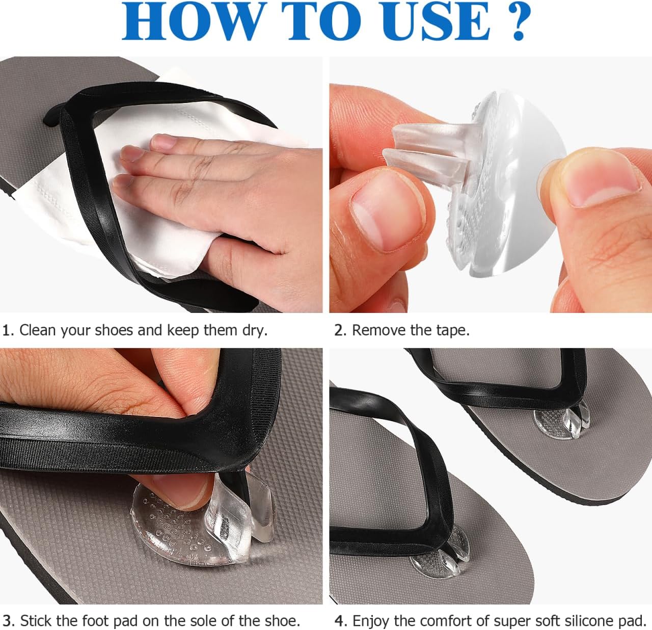 6 Toe Guard Pairs Gel Cushions for Sandal Soft Silicone Flip Gel Cushions Pads Toe Protectors Guards Thong Sandal Protectors Thong Insert