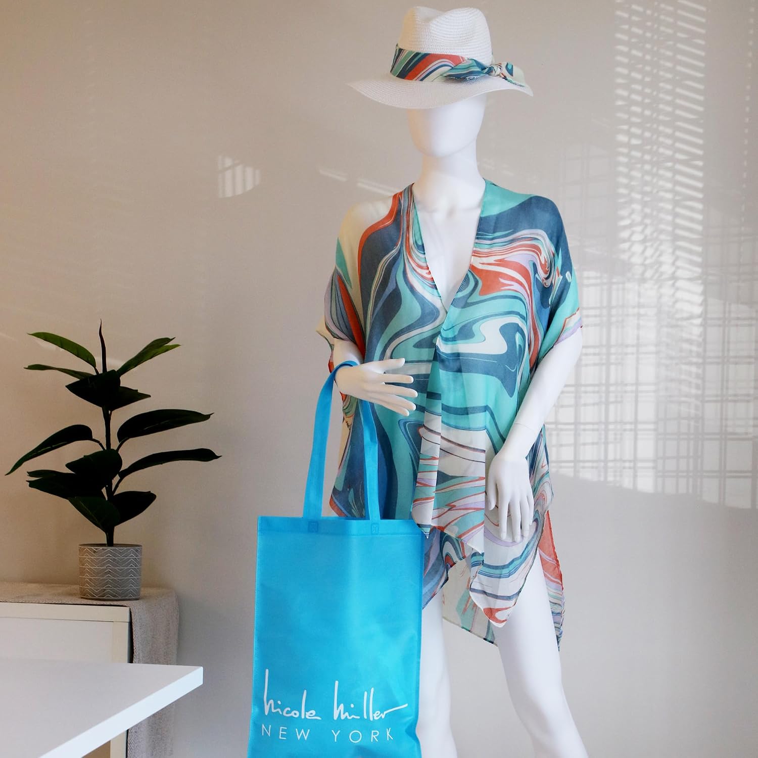 Women's Nicole Miller Cover Up Sun Hat and Tote