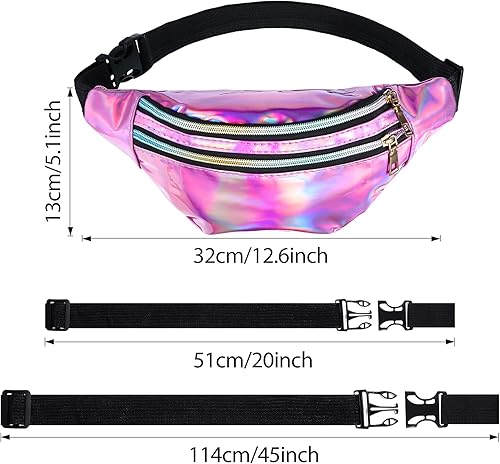 Miniatura 2 de Frienda Riñonera holográfica de 2 piezas para mujer, paquete colorido de cintura deportiva