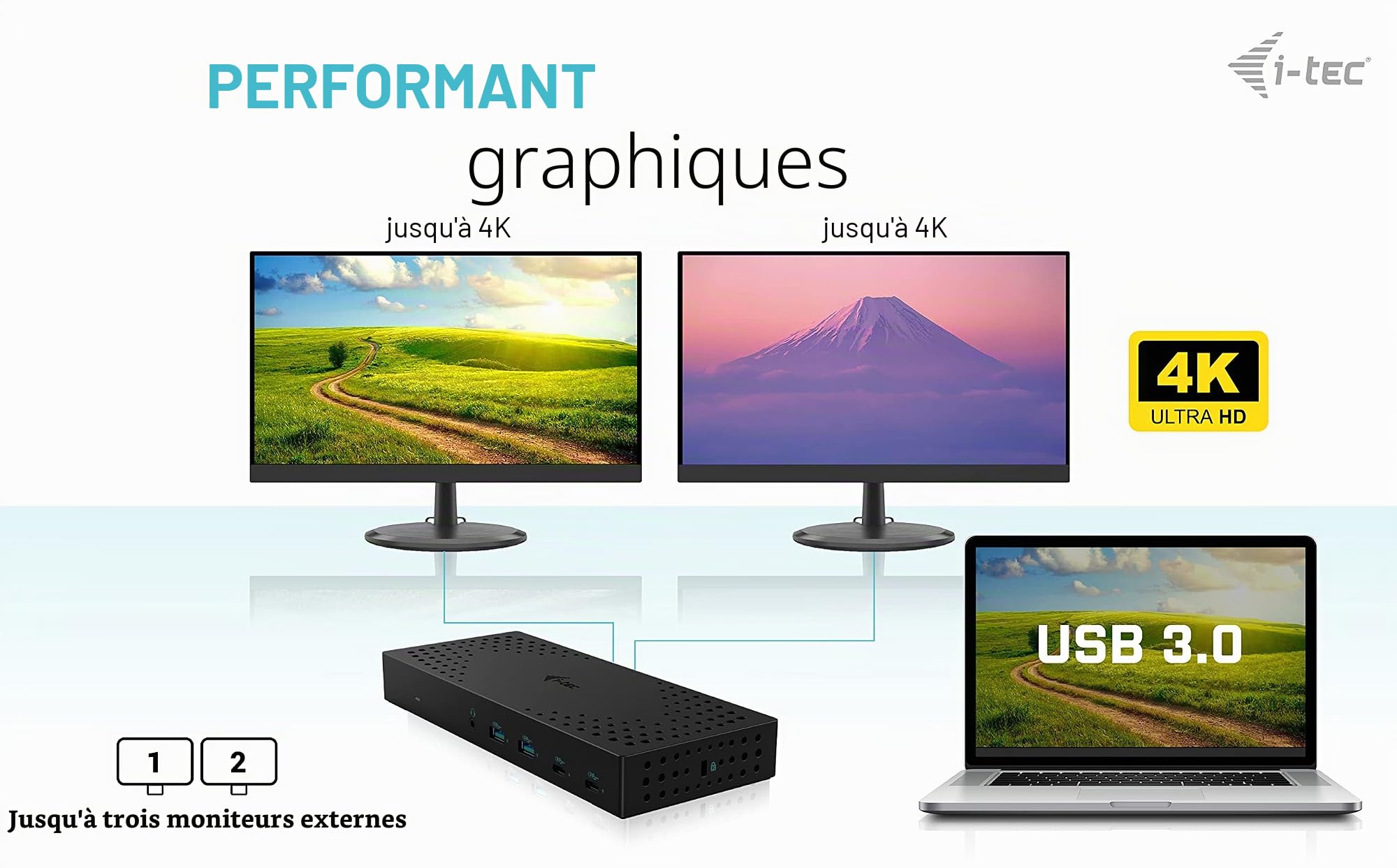 I-Tec Usb 3.0 / UsB-C / Thunderbolt, 3x 4k Docking Station Gen 2 + Power Delivery 100w (I-Tec Usb 3.0 3x 4k Dock Gen 2 - Usb 3.0/ C/ Tb 3/4 Pd100w)