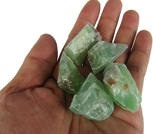 CircuitOffice 5 piezas de cristal natural de calcita verde, aproximadamente de 1 a 2 pulgadas, para cabbing, tumbling, corte, lapidario, pulido,