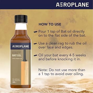 Aeroplane - Bat Oil - Used to Protect, Increase Durability and Strengthen Cricket Bat