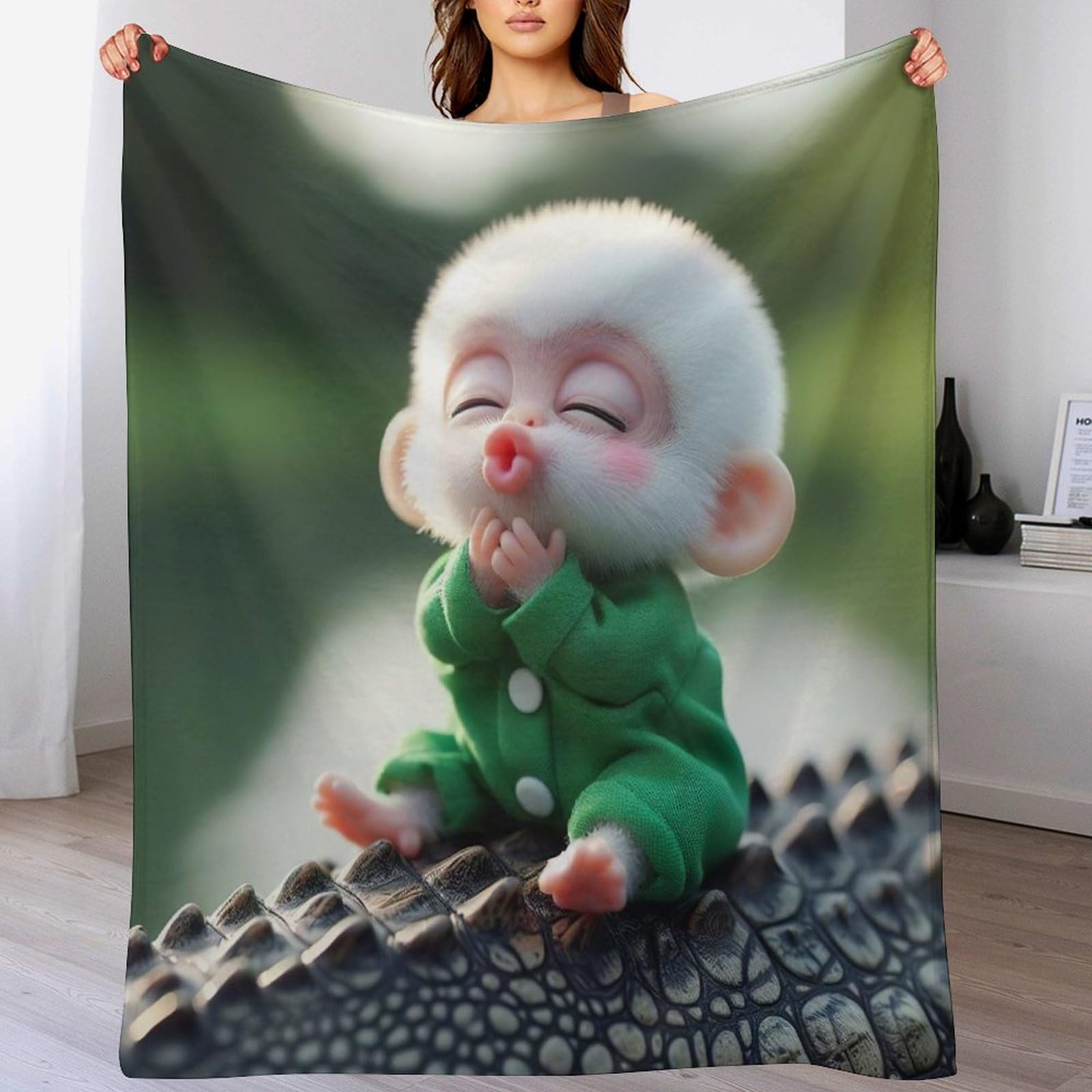 Couverture en singe mignon thermique en polaire flanelle