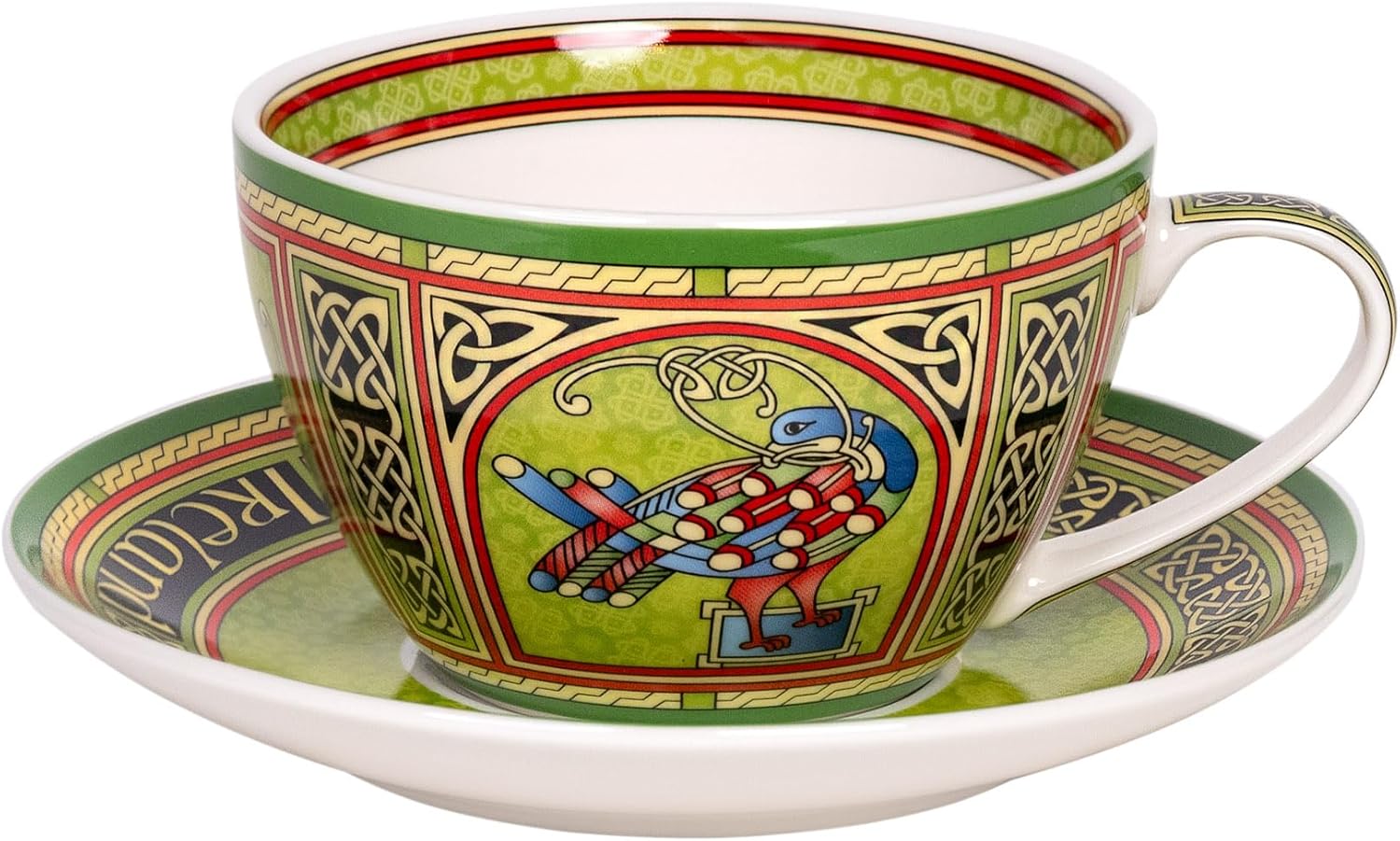Celtic Peacock Cup & Saucer - Irish Weave