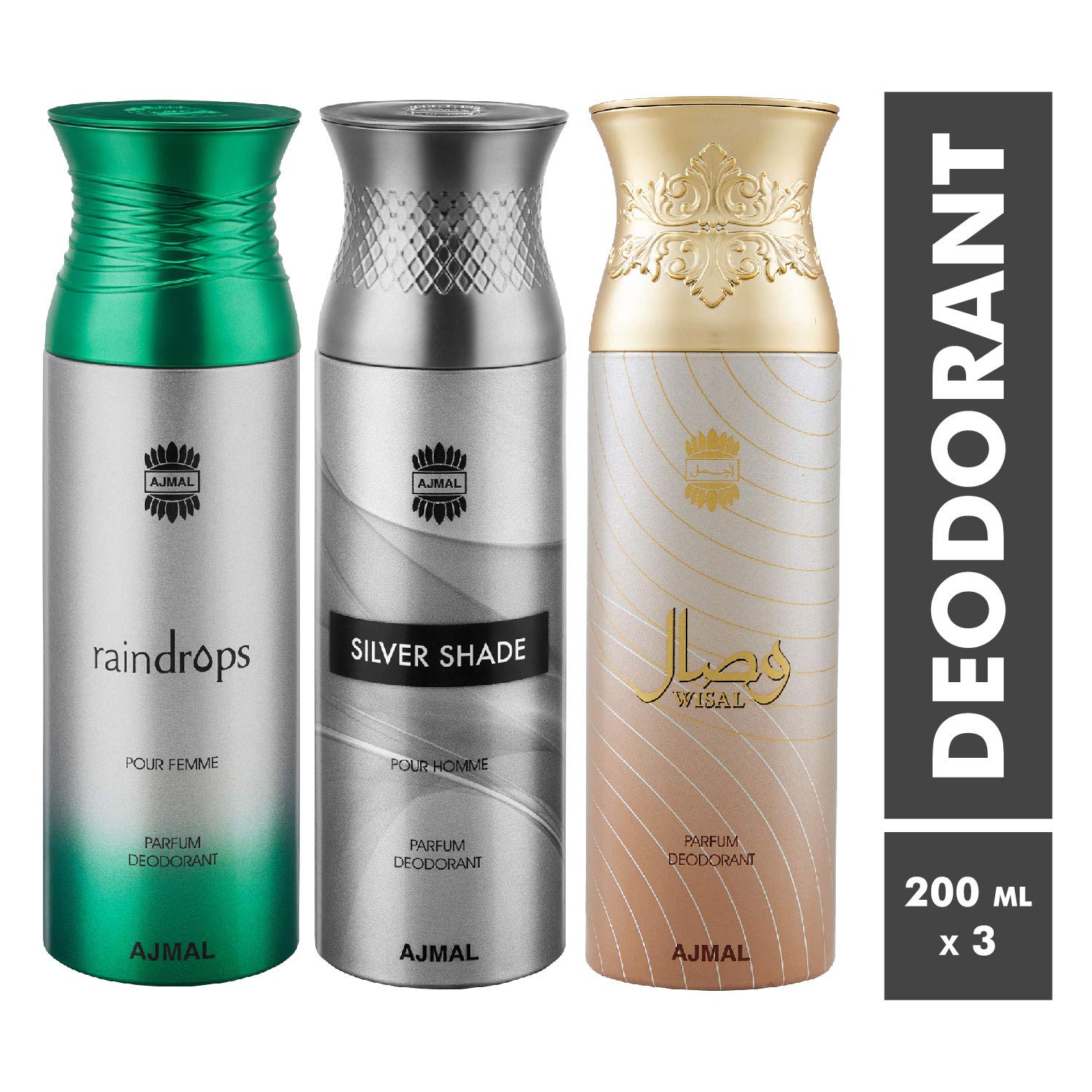 Ajmal Raindrops & Silver Shade & Wisal Deodorant Spray - For Men & Women (200 ml, Pack of 3) - Review, Price and Buying Guide