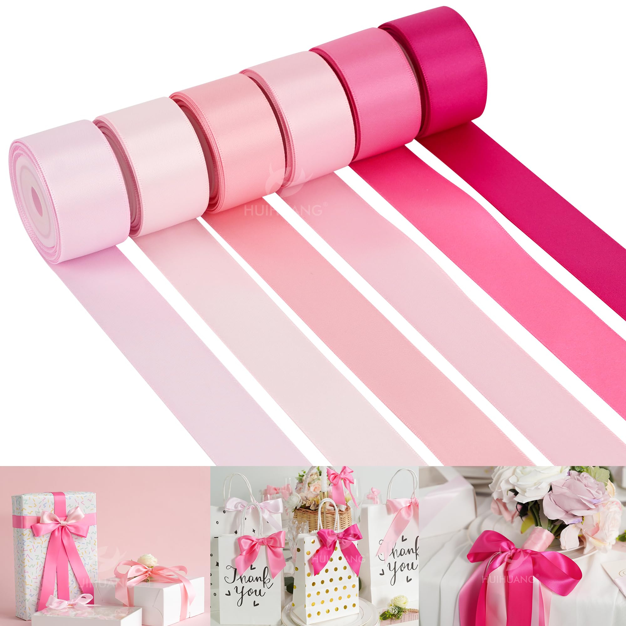 Amazon.com: HUIHUANG Pink Satin Ribbon 1 inch Baby/Light/Hot Pink