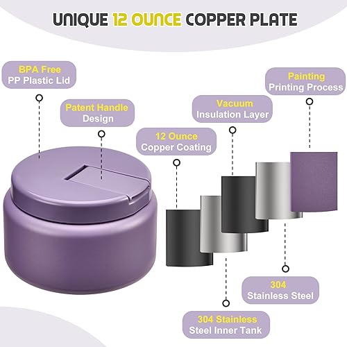 Miniatura 19 de Termo de sopa de 13.5 onzas para niños con tapa de hebilla, recipiente de comida aislado al vacío, boca ancha, a prueba de fugas, acero inoxidable