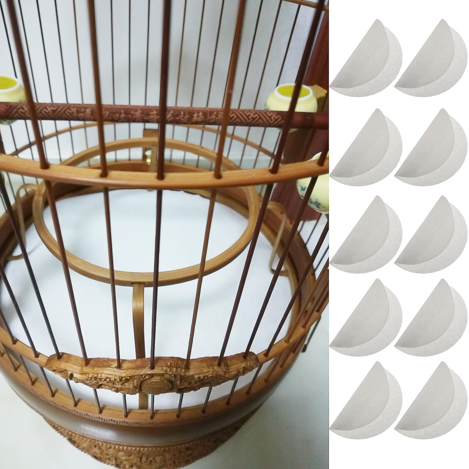 100 Piezas Unidades Papel Desechable para Jaulas de Pájaros Absorbente y Natural Cojín Protector para Jaulas de Fácil Limpieza y Reducción de Olores Diámetro