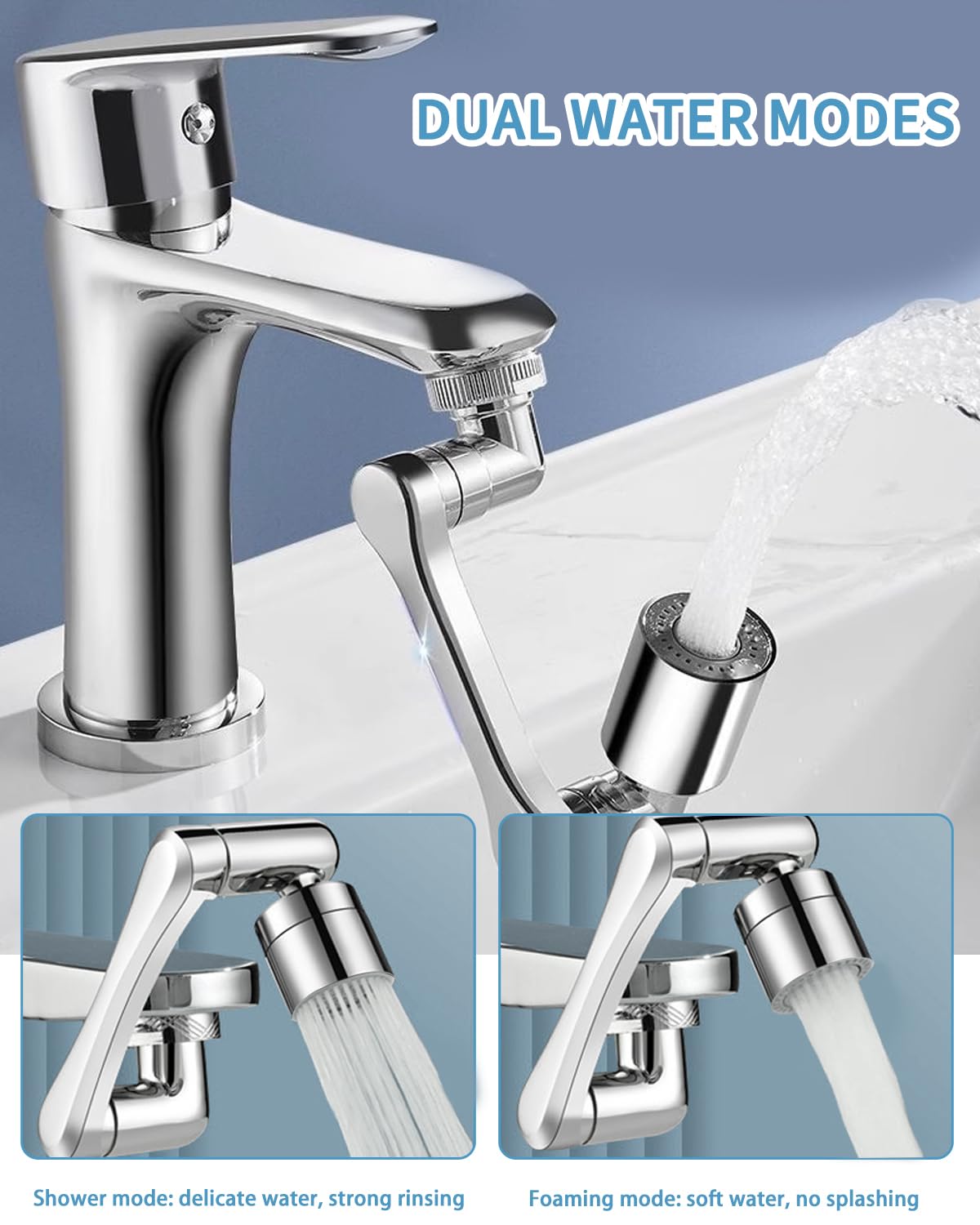 Aireador de Grifo Giratorio de Ahorro de Agua de Dos Vías, Extensor de Grifo de Cocina para Fregadero de Baño