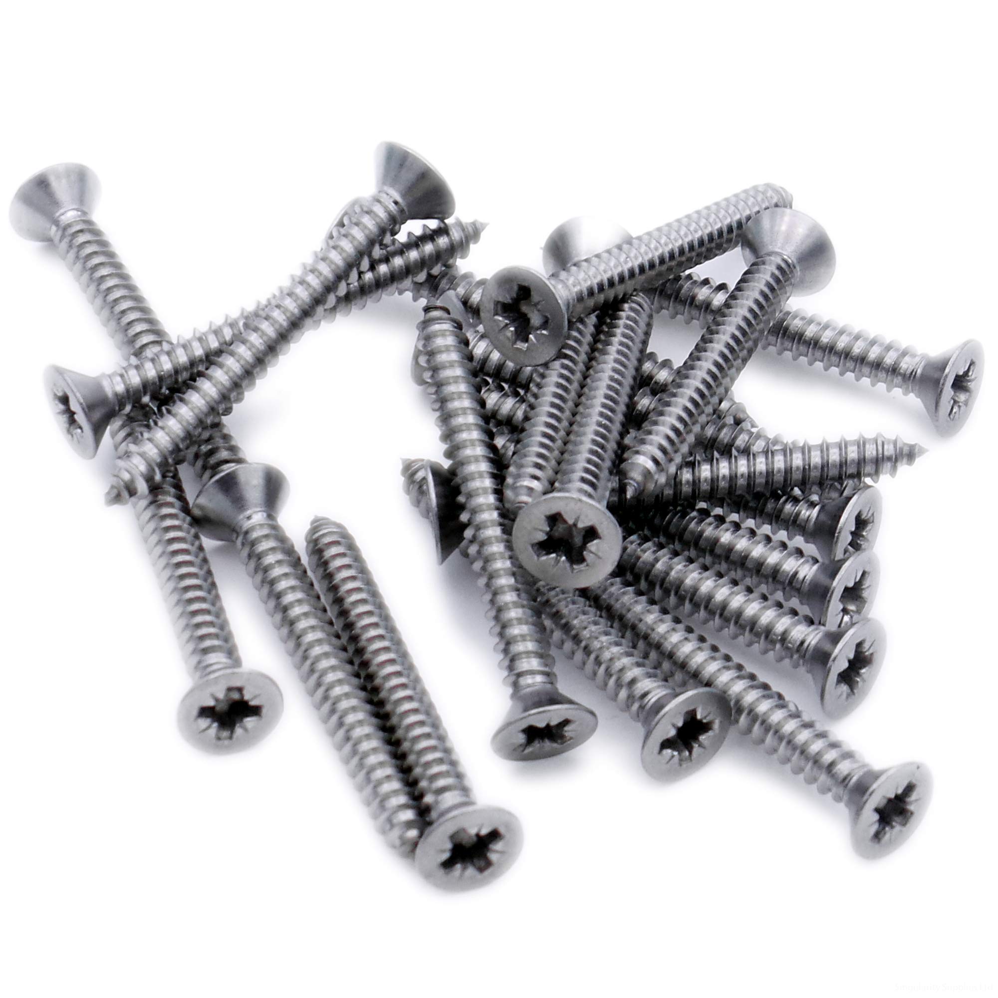 Singularity Supplies Silver No.2 X 0.5 (2.2Mm X 13Mm) Pozi Countersunk Self-Tapping Screw - Stainless Steel (A2) (Pack Of 20)