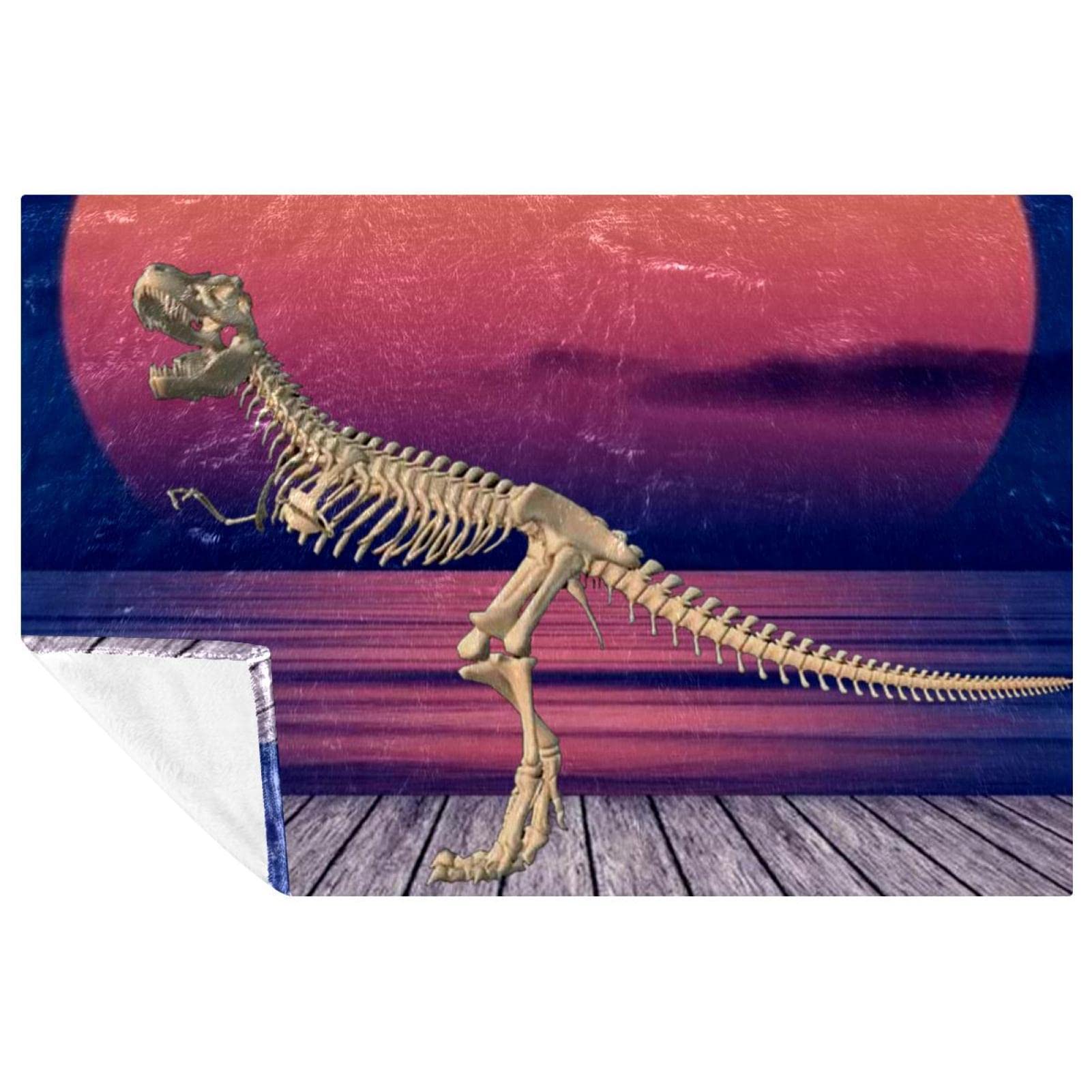 Couverture squelette de dinosaure plaid chaud canapé lit enfant 150x100 cm