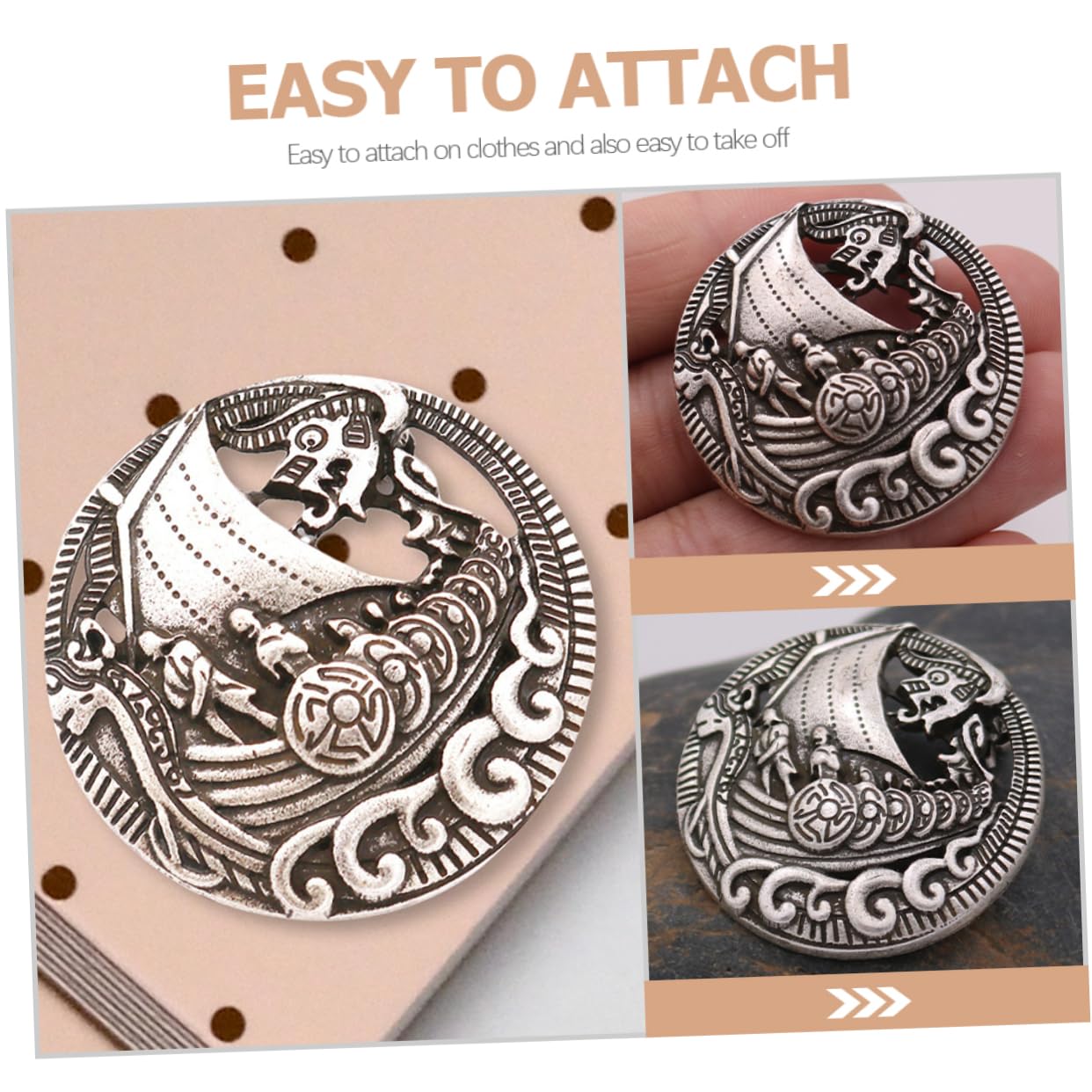 Wikingerschiff Brosche Kleidung Brosche Boot Anstecknadel mittelalterliche Verschlussnadel Damenschals Schmuck -Broschenclip Zinklegierung Silver