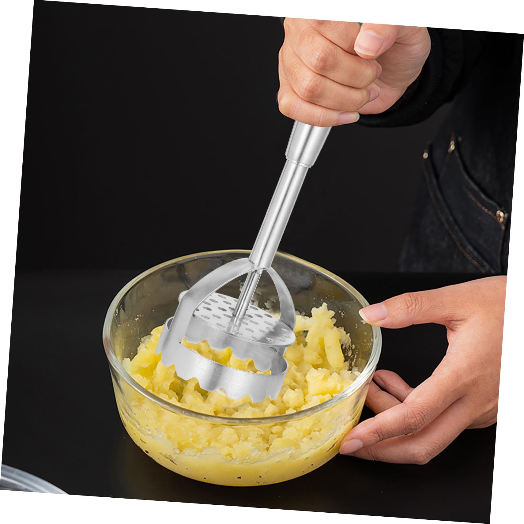 Edelstahl Kartoffelstampfer mit Ergonomischem Griff Multifunktionaler Gemüse Obststampfer Wiederverwendbarer Küchenhelfer für Feines Püree Spülmaschinenfest und Leicht zu Reinigen