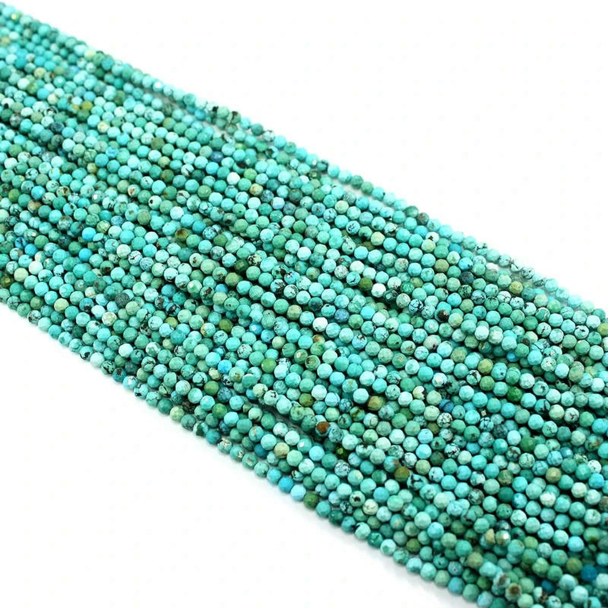 Perles rondes à facettes en turquoise naturelle HuBei de 2/3/4 mm, pour la fabrication de bijoux, bracelets et accessoires, 3 mm