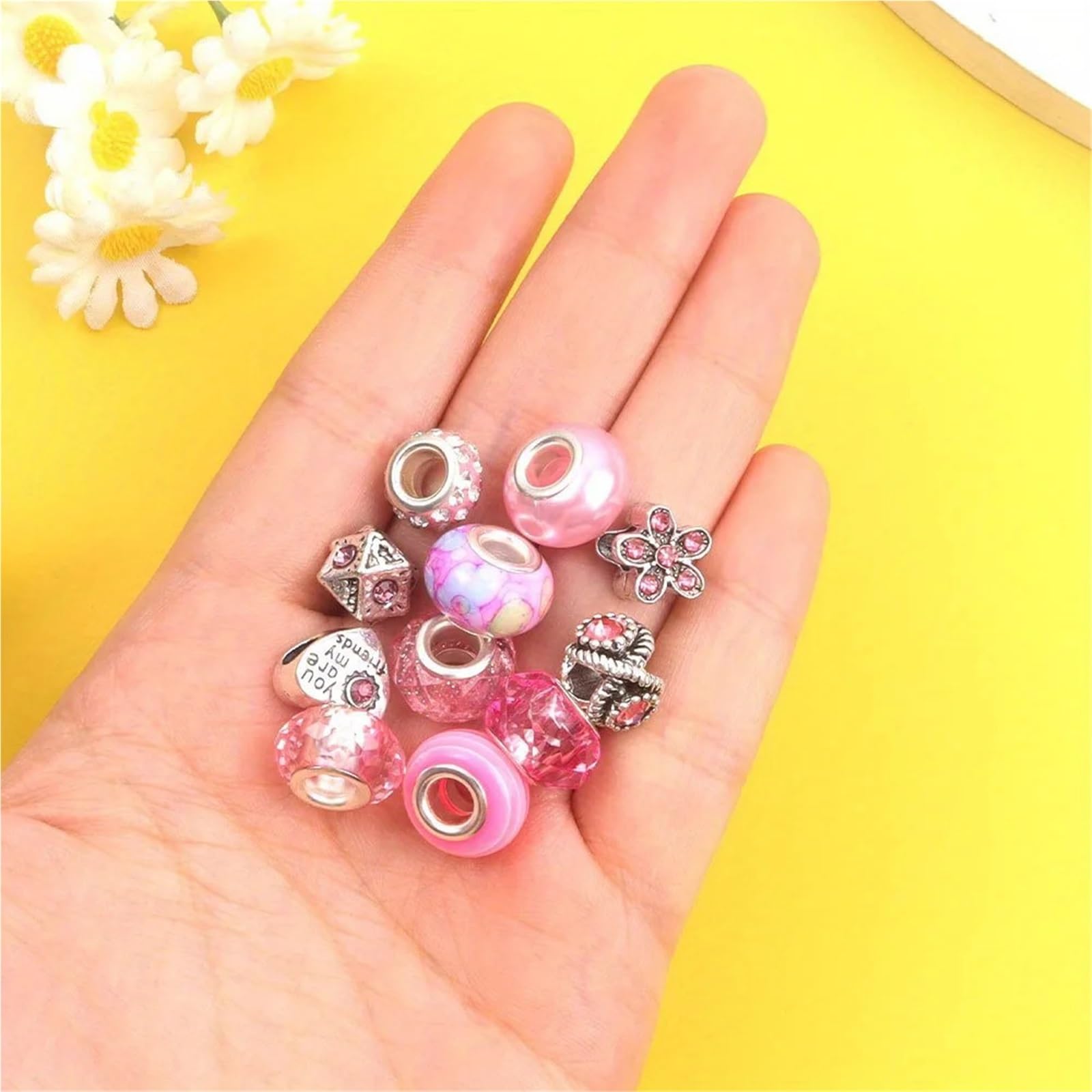 Kit Perline per Braccialetti 10/31/62 pezzi Set di perline con foro grande for la creazione gioielli fai da te, catene for piedi, braccialetti, orecchini, portachiavi, accessori for(62pcs)