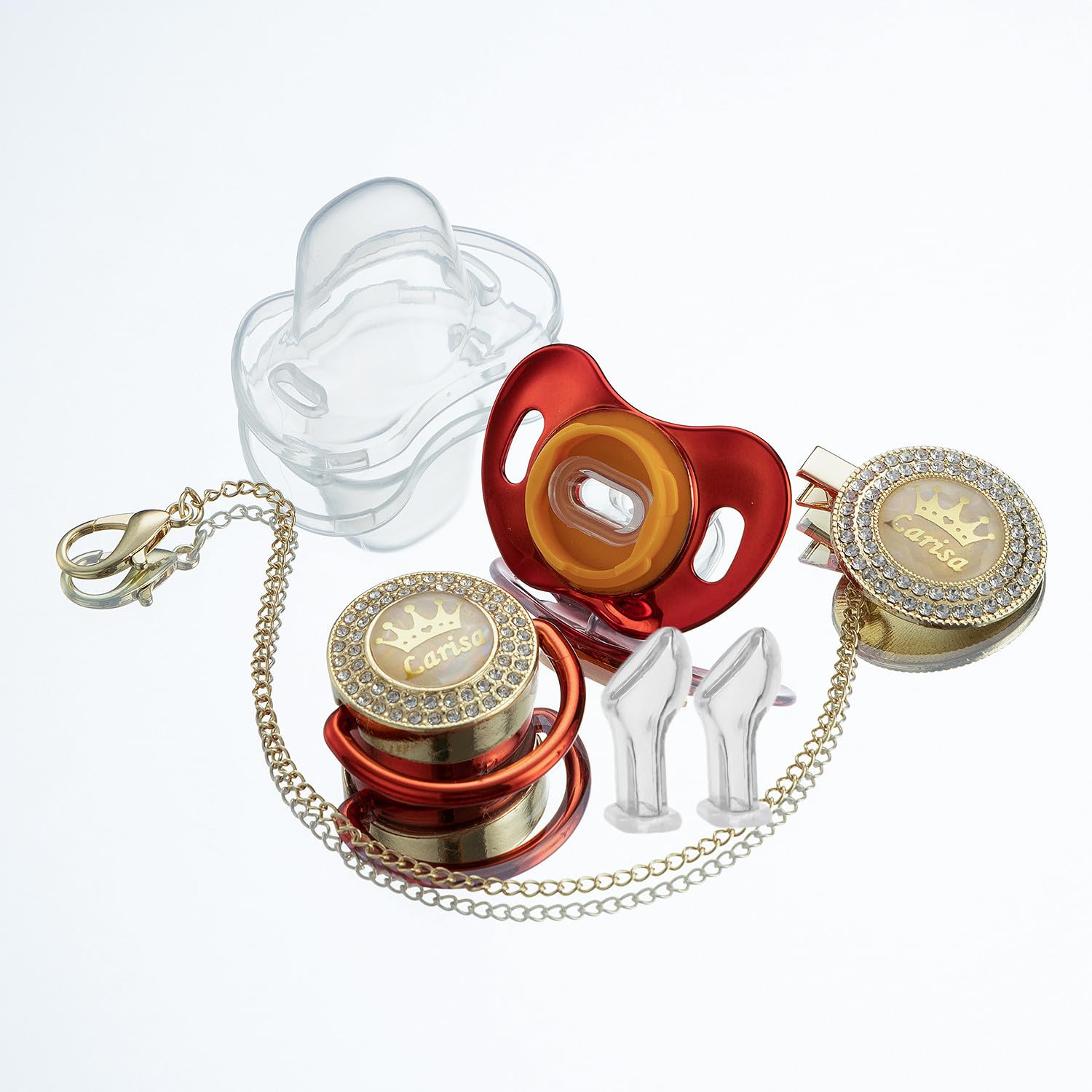 Bling Custom Bling Detachable Pacifiers Bring 3 Replacement Silicone Teat Include All Size for Boy Girl Baby Shower Gift