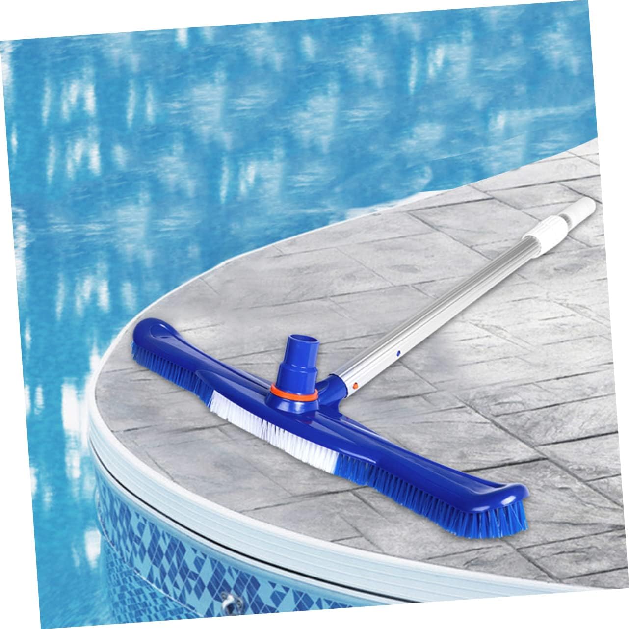 Kisangel 1Pc Heavy Duty Swimming Pool Cleaning Brush with Plastic Bristles for Indoor and Outdoor Use Tough Bristles for Fine Dirt and Debris Removal Compatible with Standard Threaded