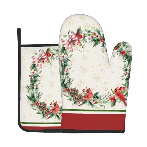 Winter Holly Oven Mitts & Pot Holder Sets, Christma Potholder
