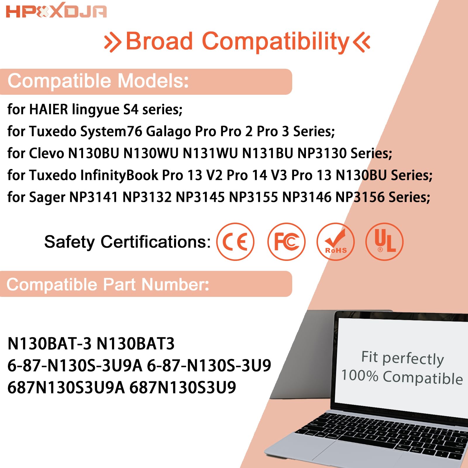 K KYUER Laptop Akku N130BAT-3 - 11,4V 3100mAh Für Clevo Und Tuxedo Notebooks