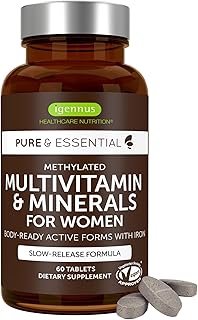 Healthcare Nutrition Methylated Multivitamin & Minerals, Tablets, 60 Count, Iron & Folate Supplement for Women, Vegan, High Absorption Formula