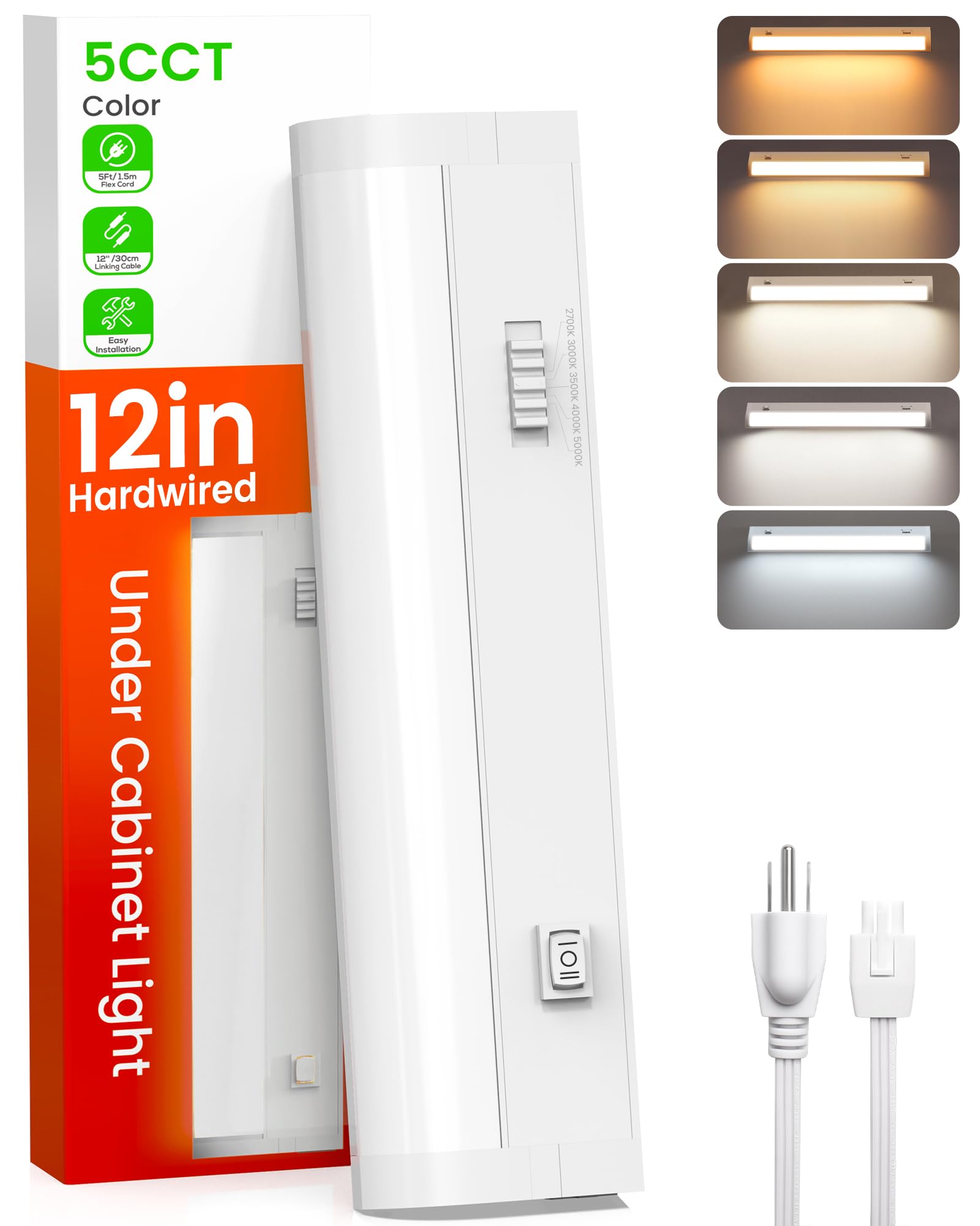 ALUSSO Plug-in 120V Under Cabinet Lighting 12 Inch Counter Kitchen Closet